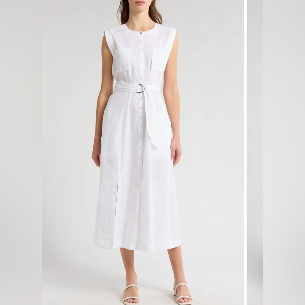 New Derek Lam 10 Crosby Karina Cap Sleeve Shirtdress in White Size 0